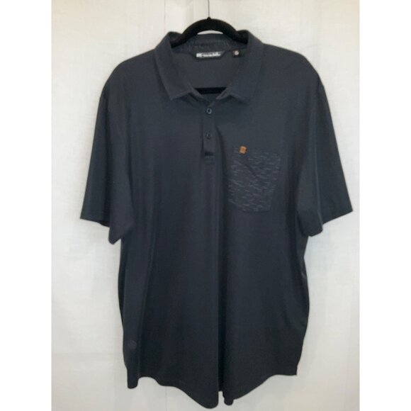 Travis Mathew Chief Operator Polo Shirt In Black With Pocket size 2XL - Picture 2 of 6
